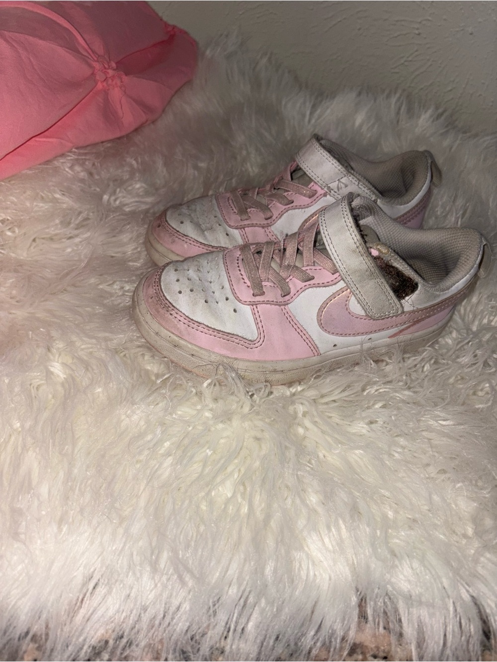 Nike Kids GIRLS Pink and White Velcro Sneakers 11C